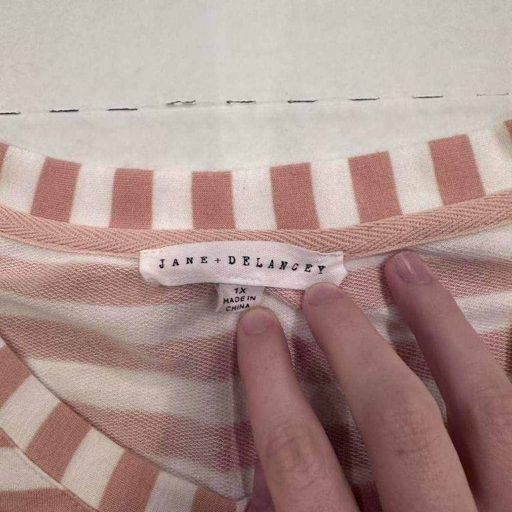 Jane and Delancey Pink and White Striped Blouse - Picture 3 of 4